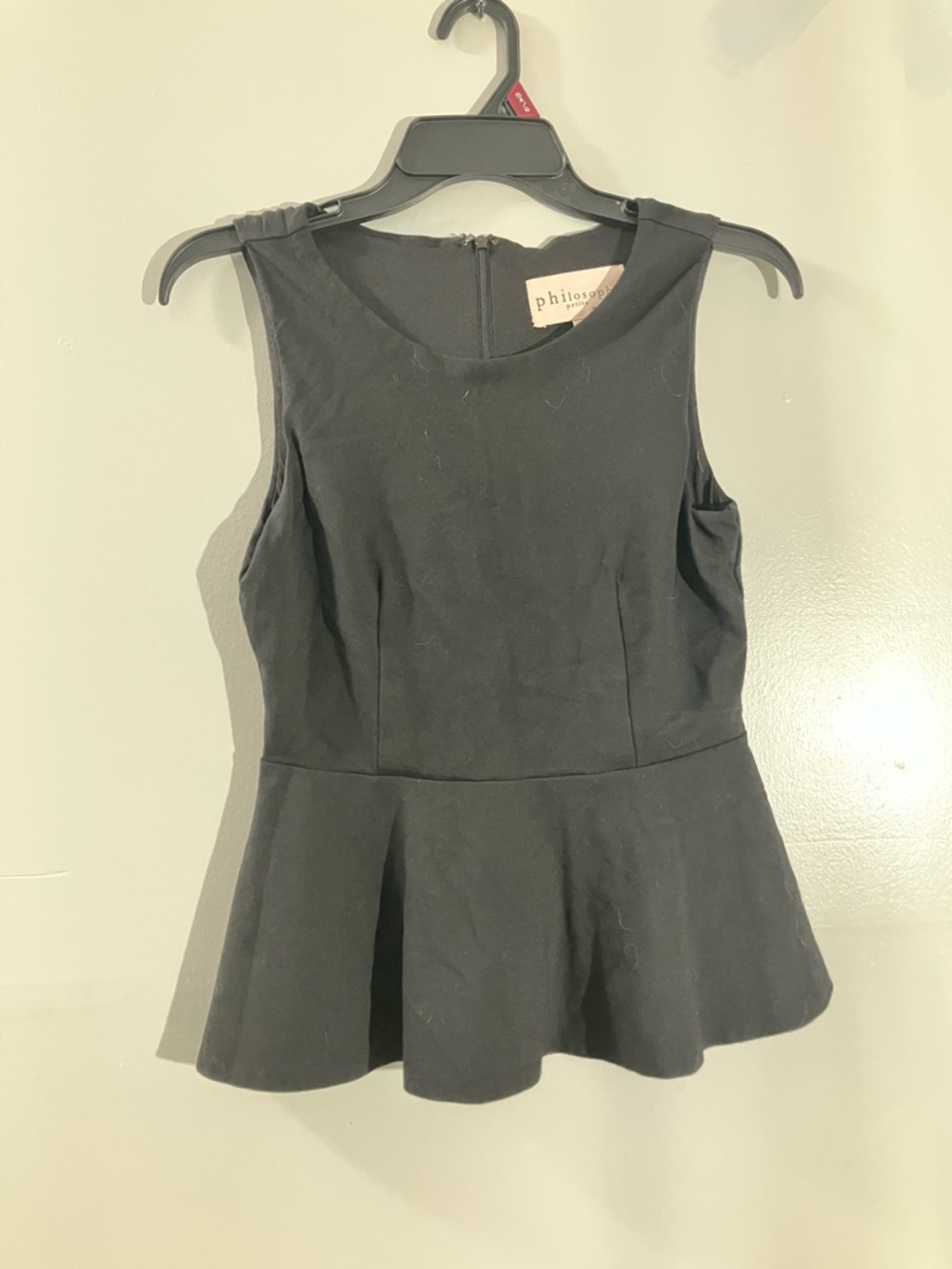 Philosophy Black Sleeveless Peplum Tank Top